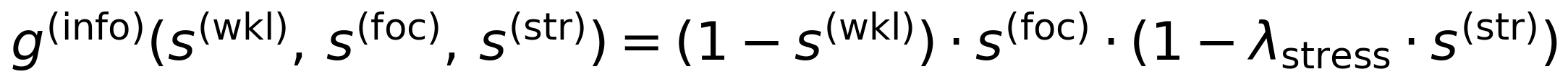 Equation 5: information density target as product of workload, focus, and stress modulators.