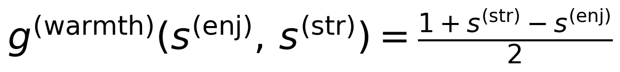 Equation 5a: warmth target as (1 + stress − enjoyment) / 2.